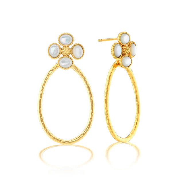 Berry Clover Teardrop Earrings - MOP