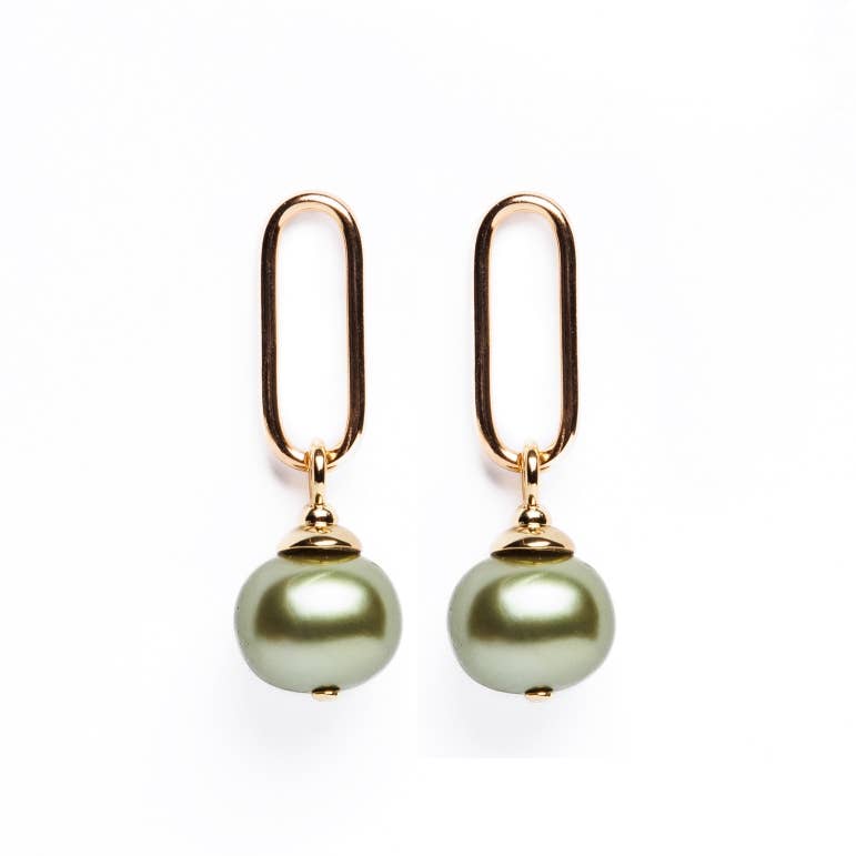 Paper Clip + Pearl Earrings