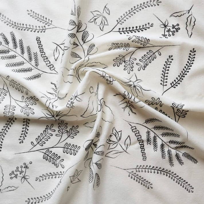 Cream Botanical Print Naturally Dyed Bandana