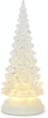 LED Acrylic Tree Snow Globe with Silver Swirling Glitter