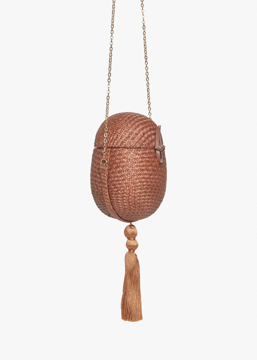 Itza Woven Straw Egg Clutch Bag