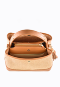 Kendy Bag in Tan Dollar Leather and Raffia