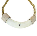 Buffalo Horn and Leather Statement/ Cream Tusk Necklace