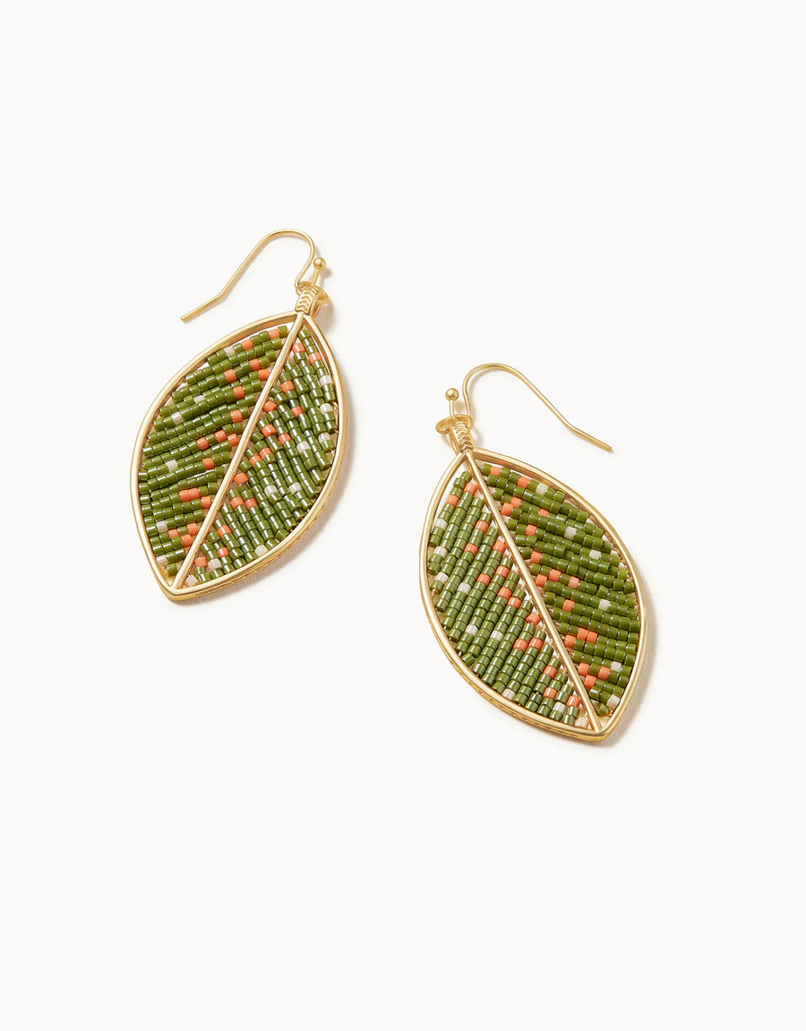 Bitty Bead Earrings Gold/Green