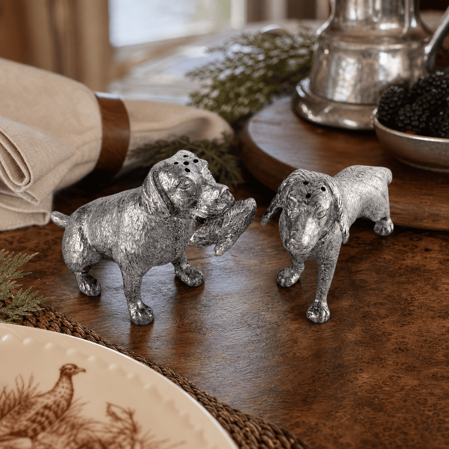 Pewter Hunting Dogs Salt & Pepper Set