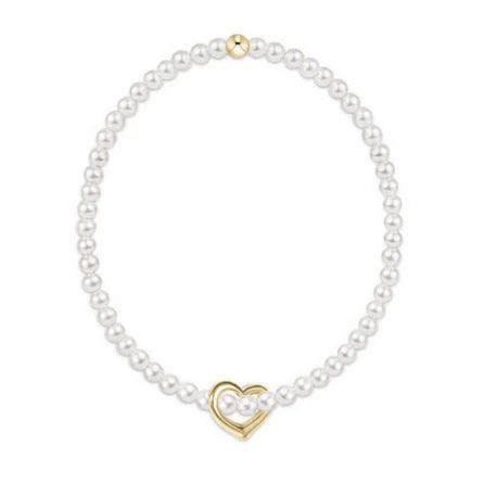 Classic Pearl 3mm Bracelet - Love Gold Charm