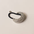 Pave Stone Crescent Metal Cuff Ponytail Hair Tie | Silver