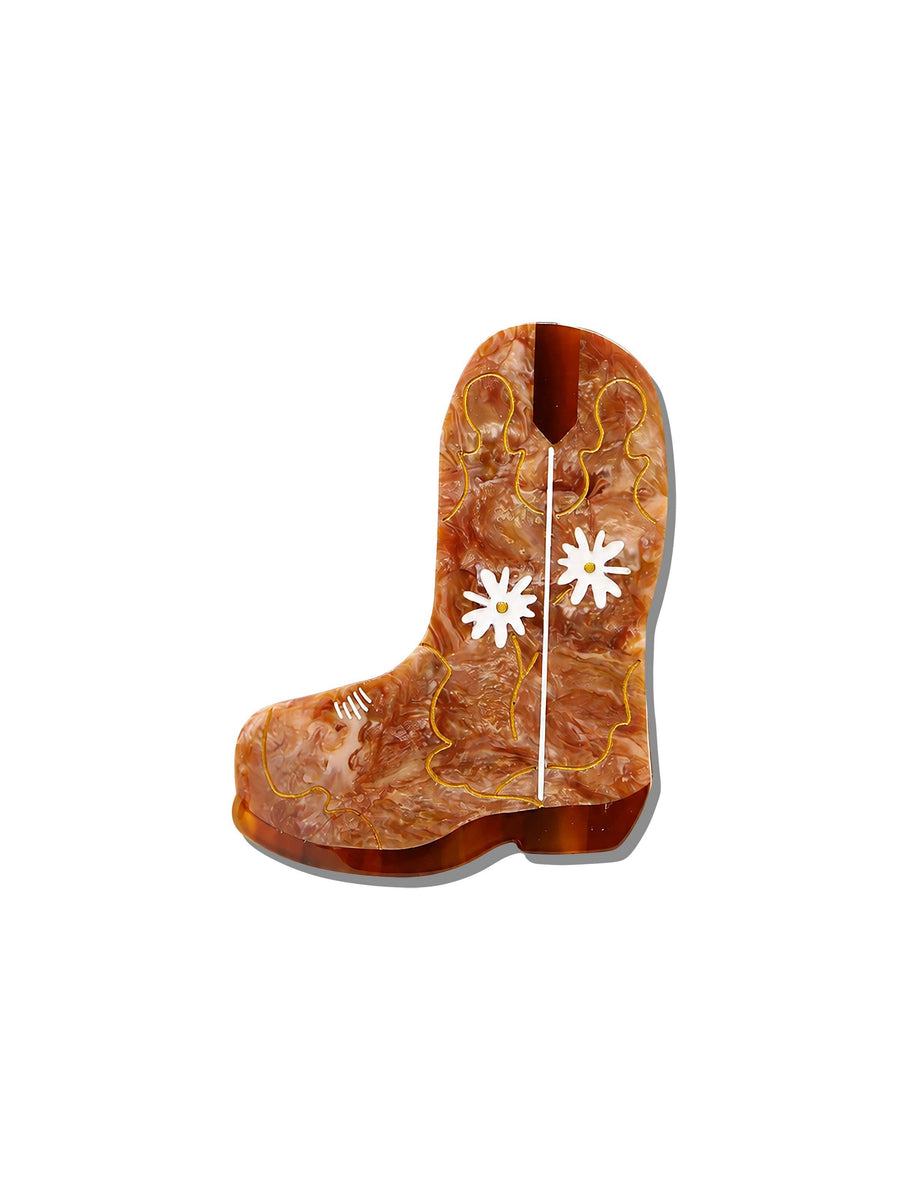 Hand-painted Daisy Cowboy Boot Claw Hair Clip | Eco-Friendly