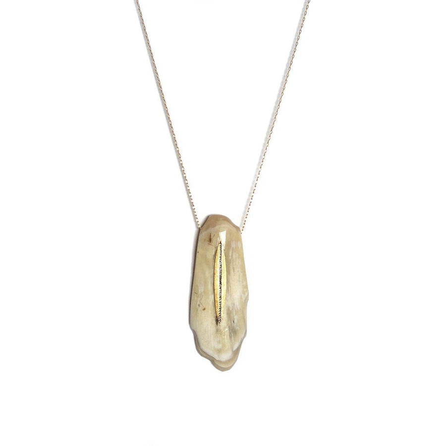 White Horn & Crystal Pendant Necklace // Gold Jessie Necklce