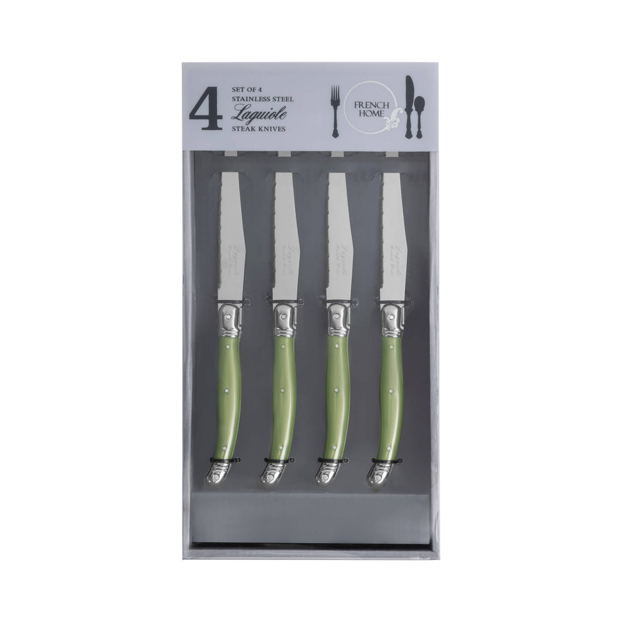 Set of 4 Laguiole Steak Knives, Spring Green