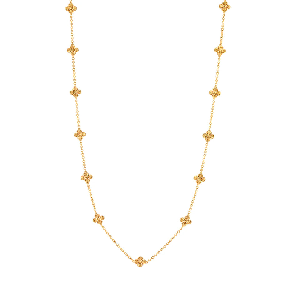 Berry Clover Double Sided Necklace 34" - Gold