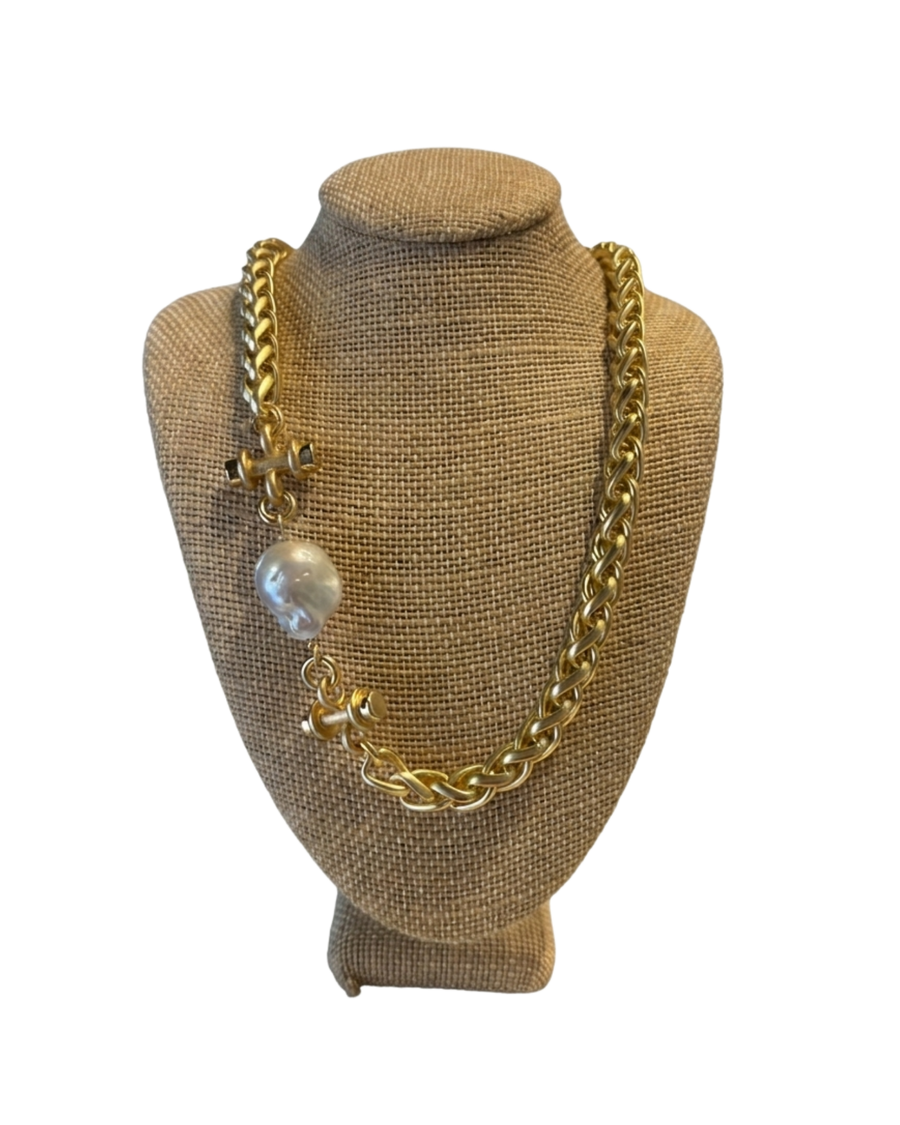 Double Crucible Pearl Necklace
