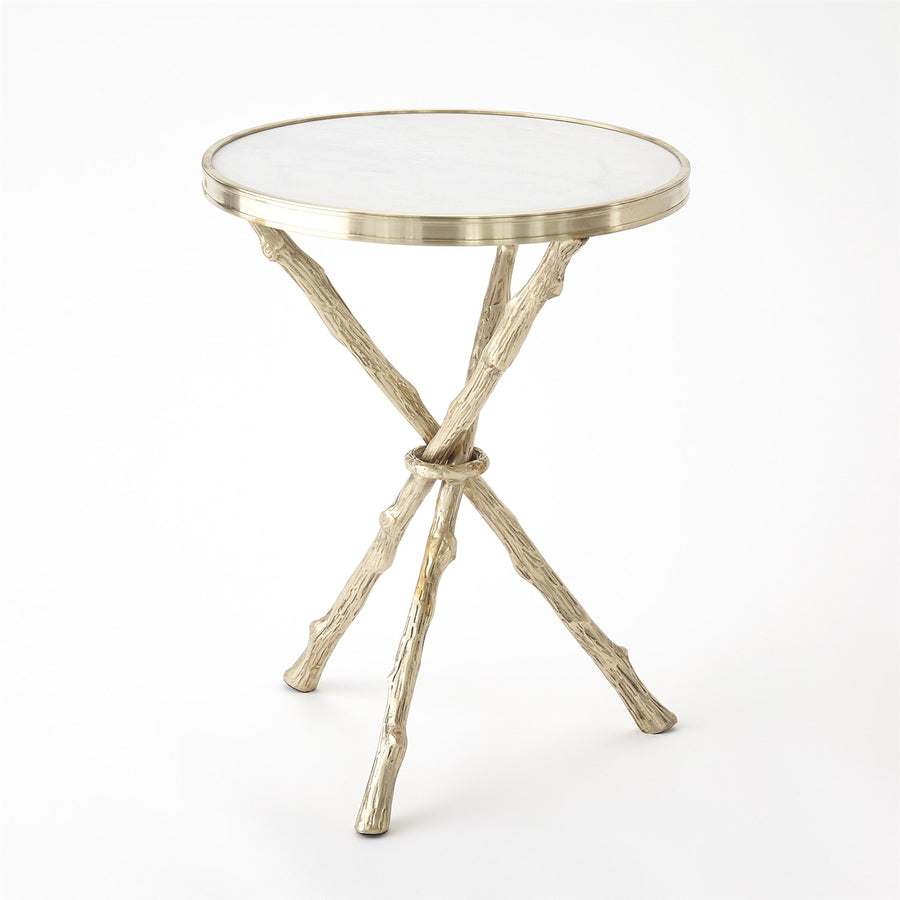 Twig Table-Brass/White Marble