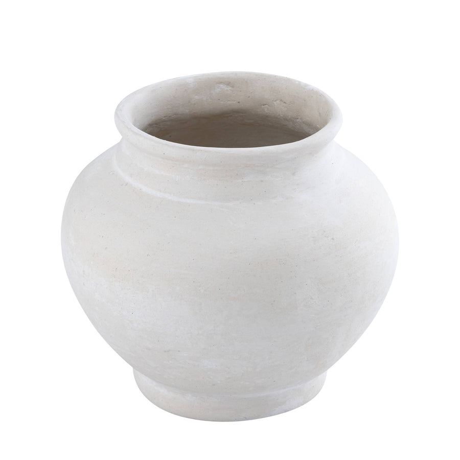 Paper Mache Plant Pot Natural White Dia 9.45"
