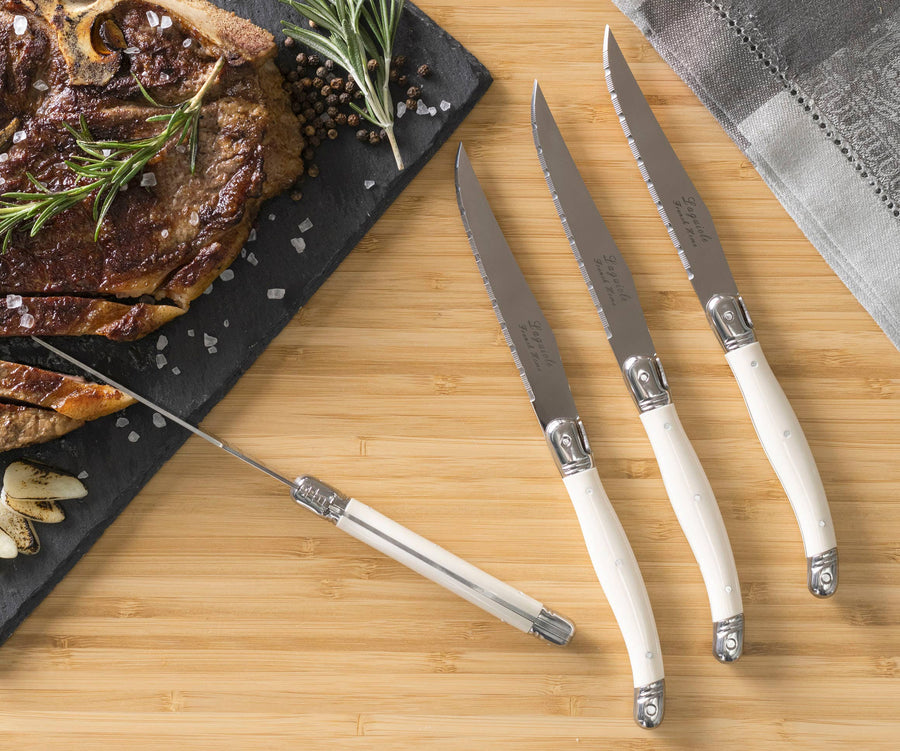 French Home Laguiole Steak Knives, Set of 4, Faux Ivory