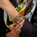 Berry Gem Hinged Bangle - Malachite