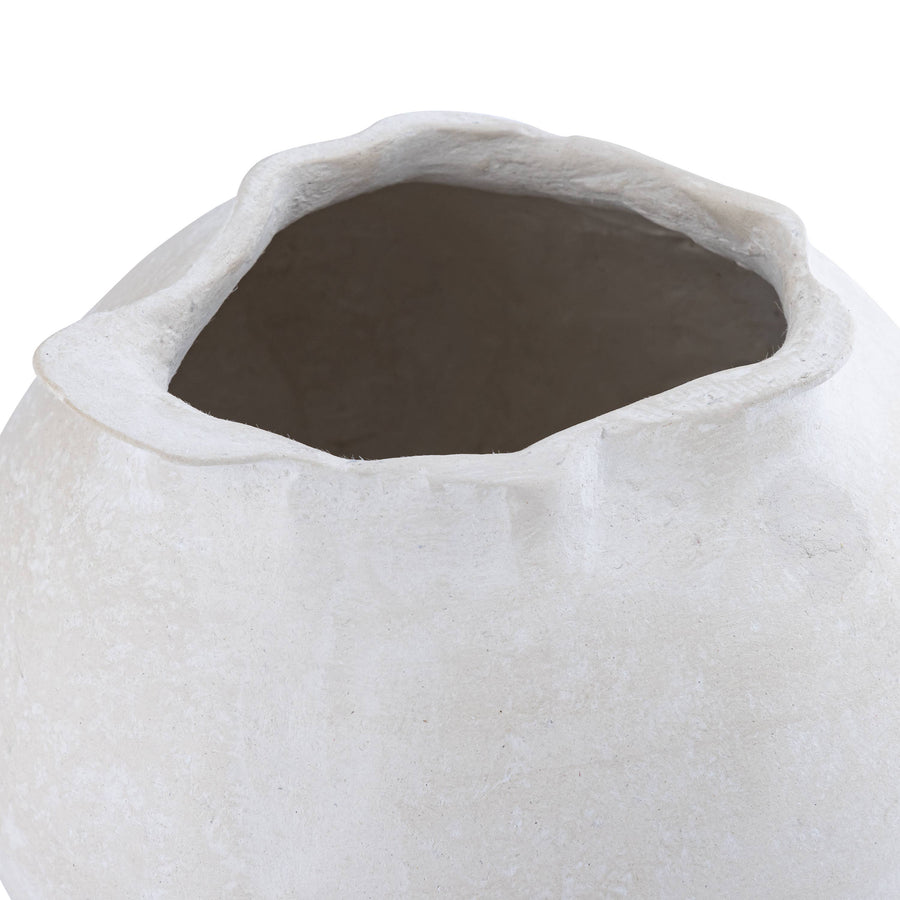 Paper Mache Pot Natural White Dia 7.68"