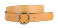 Round Brass Buckle Suede/Genuine Leather Belt｜Minimalist