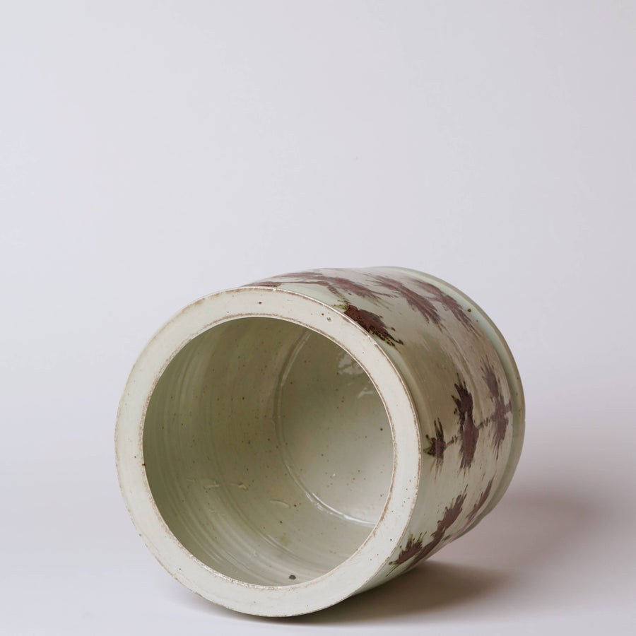 Rustic Copper Glazed Bamboo Porcelain Cachepot