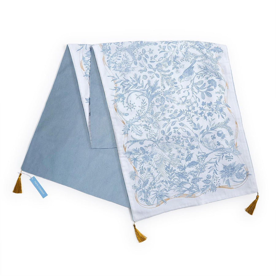 Gilded Cottage Double Sided Table Runner with Gold Tassel Accent - Cotton