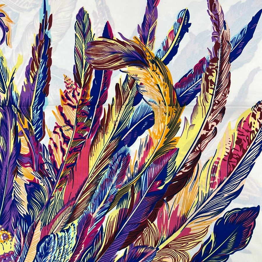 GF08-SQ13 VIBRANT FEATHER DESIGN BIG SIZE SQUARE SCARF