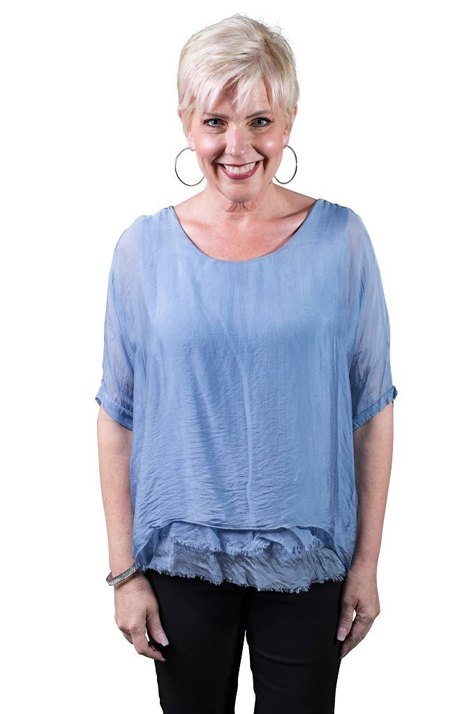 Adriana Silk Double Raw Edge Top (BQ209)