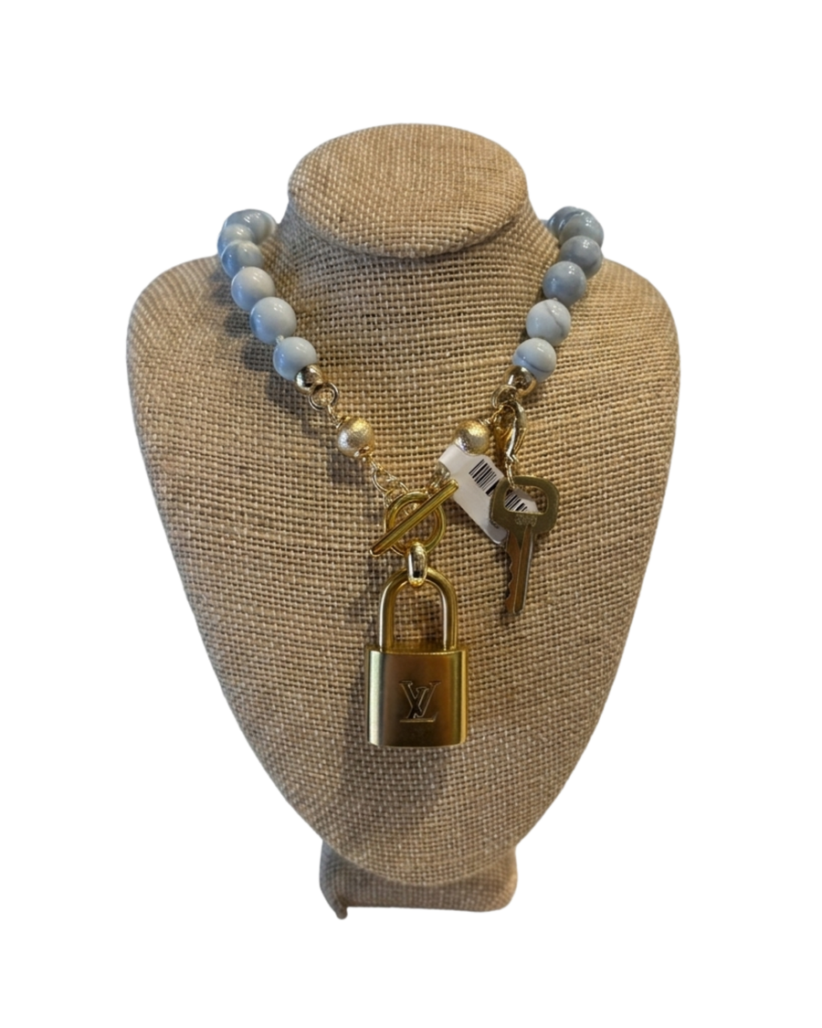 Blue Sky Opal Lock Necklace