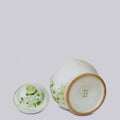Medium Green and White Porcelain Bird and Flower Temple Jar