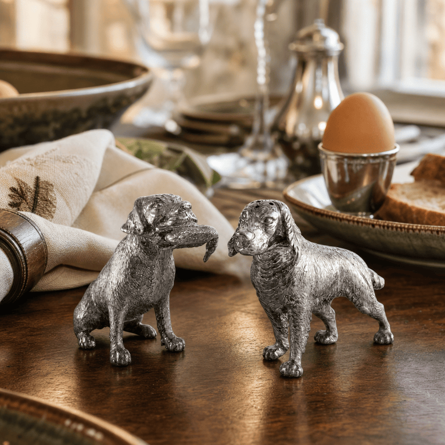 Pewter Hunting Dogs Salt & Pepper Set