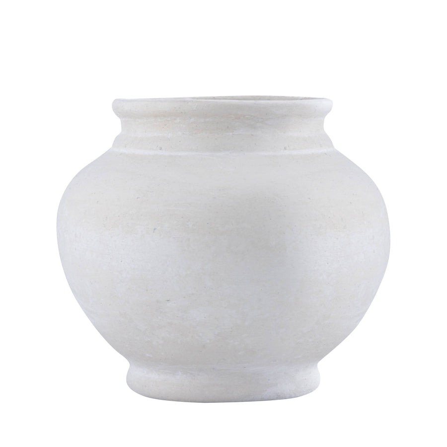 Paper Mache Plant Pot Natural White Dia 9.45"