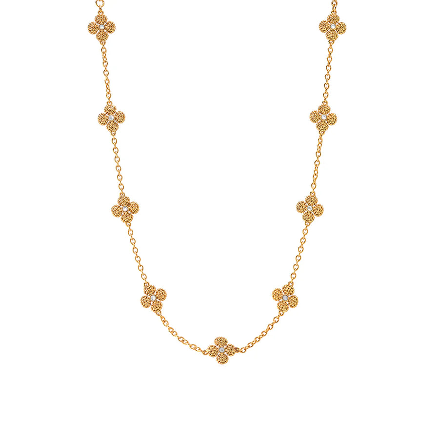Berry Clover Double Sided Necklace, 16"+2" - MOP