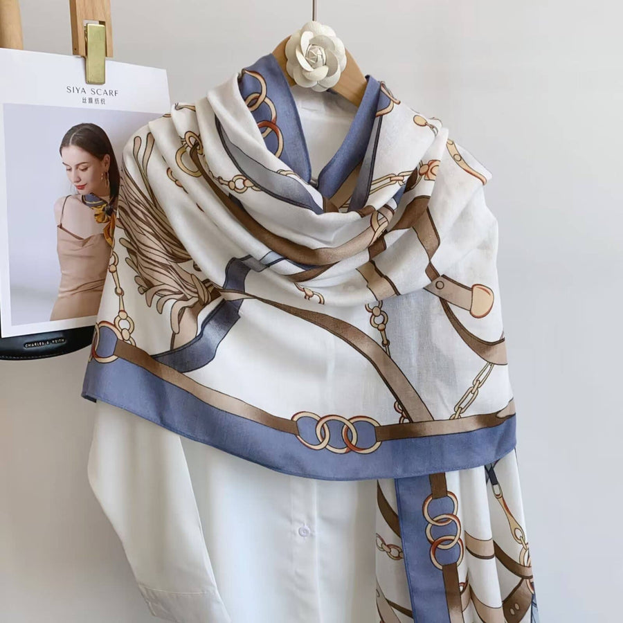 Equestrian Blue / White Scarf – Equine Chain Collection