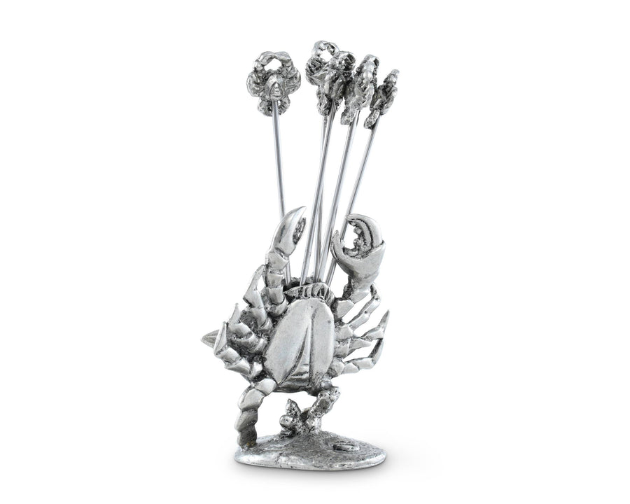 Pewter Blue Crab Cheese Pick Set