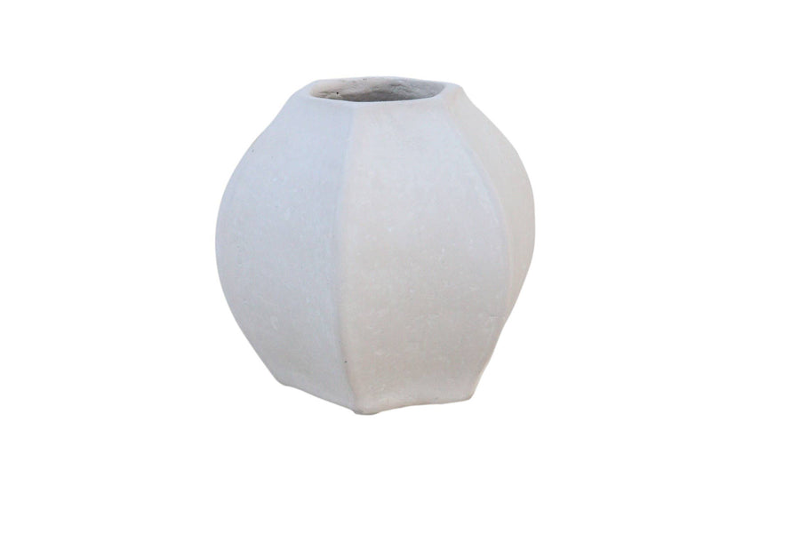 Paper Mache Vase White Dia 9.25"