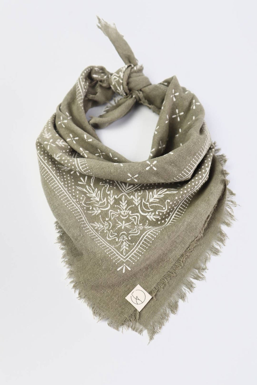 Sage Grey Classic Print Naturally Dyed Bandana