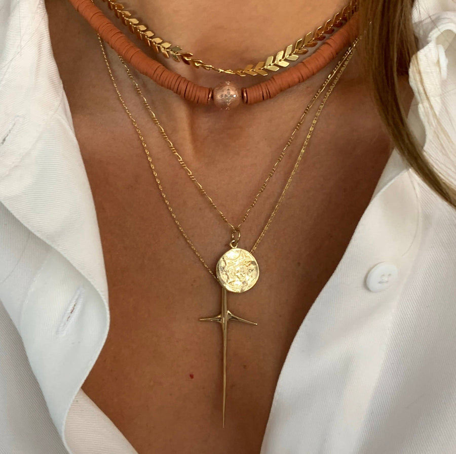 Gold Cross Necklace // Crown of Thorns Necklace