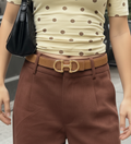 Horsebit Buckle Equestrian Stitched Suede/Napa Leather Belt