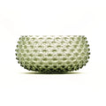 Large Hobnail Glass Bowl | Moss Green | Decorative Dish