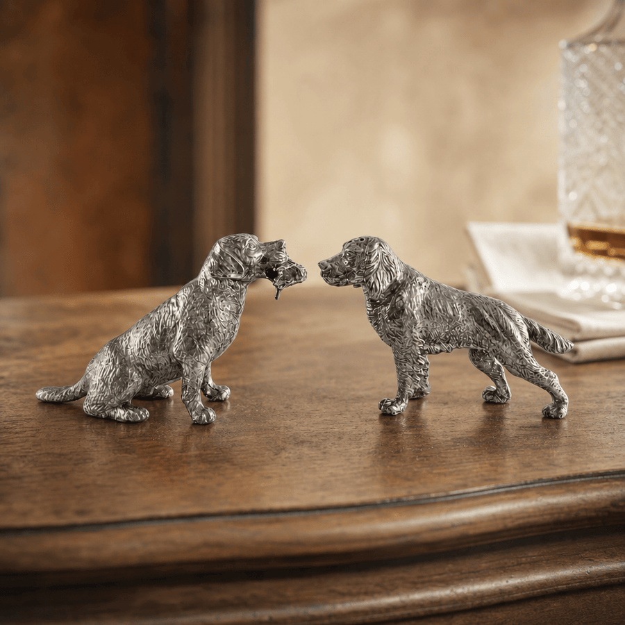 Pewter Hunting Dogs Salt & Pepper Set