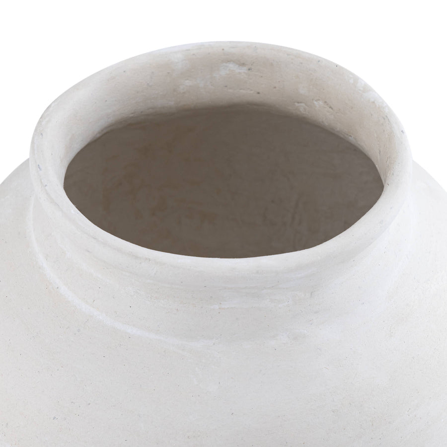 Paper Mache Plant Pot Natural White Dia 9.45"