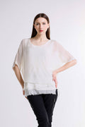 Adriana Silk Double Raw Edge Top (BQ209)