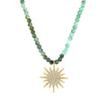 Gemstone Sunburst Rainbow Necklace - Emerald