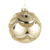 Gold Glass Ball Ornament with Beaded Swags