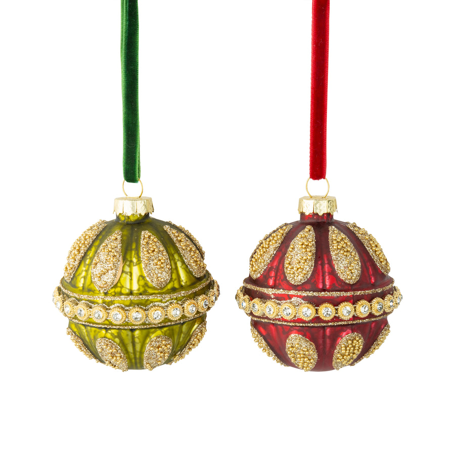 Red and Green Diamente Glass Ornament