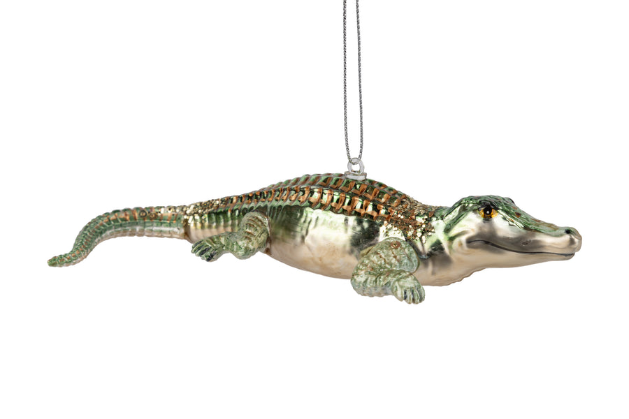 Glass Alligator Ornament