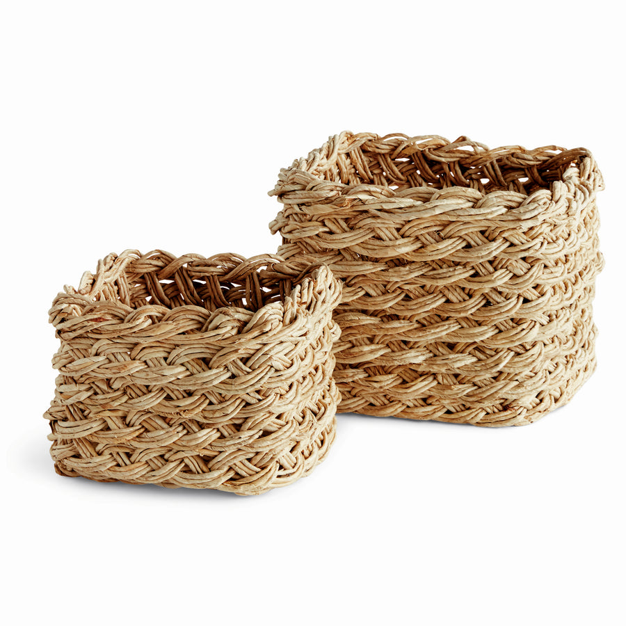 Abaca Square French Braid Storage Basket