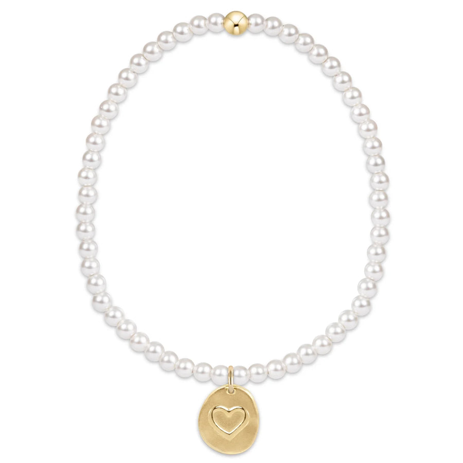 Classic Pearl 3mm Bead Bracelet - Inspire Love Small Gold Charm