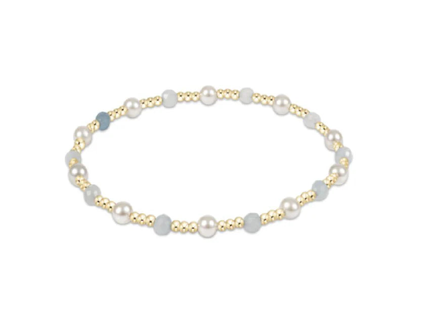 Pearl Sincerity Pattern 4mm Bead Bracelet - Aquamarine