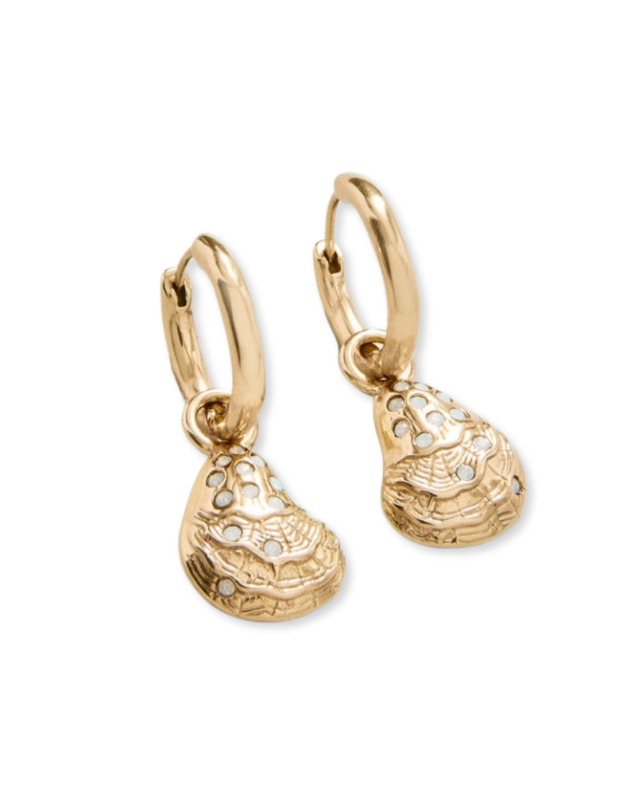 Bluffton Oyster Convertible Hoop Earrings Crystal