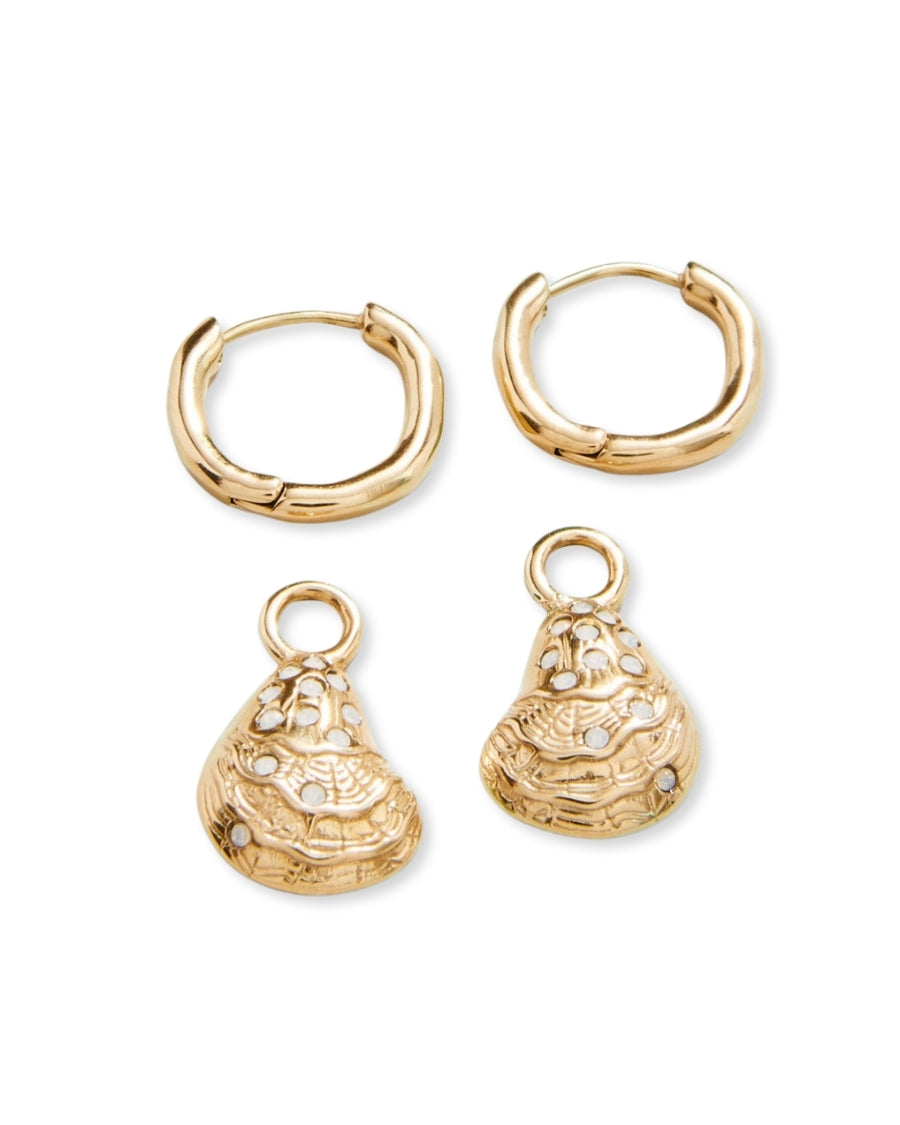 Bluffton Oyster Convertible Hoop Earrings Crystal